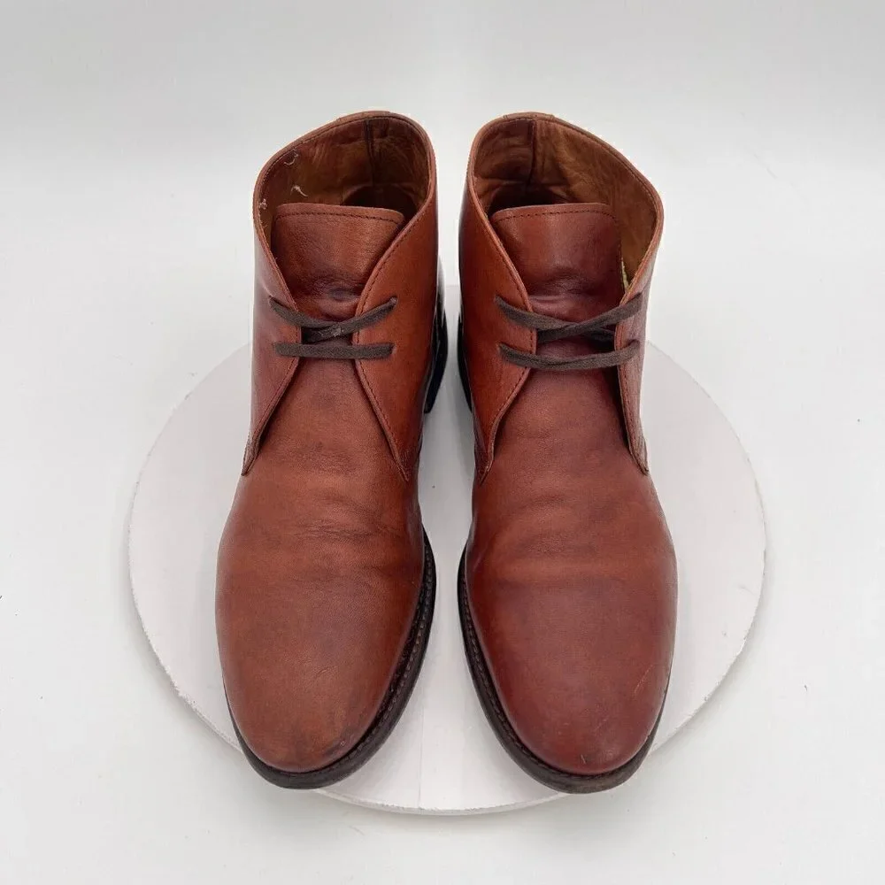 Johnston & Murphy Est. 1850 Men Sz 11 Brown Leather Plain Toe Chukka Ankle Boot